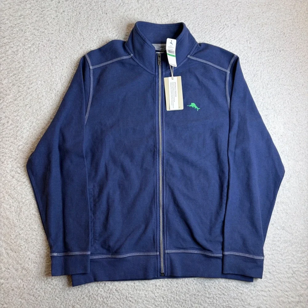 NEW Tommy Bahama Mens Montego Bay Full Zip Jacket Island Navy ST227714 L
